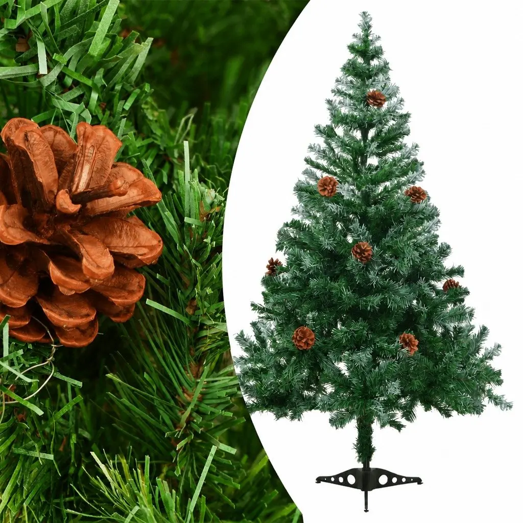 Artificial Christmas Tree 150cm Green Frosted Branches with Pinecones