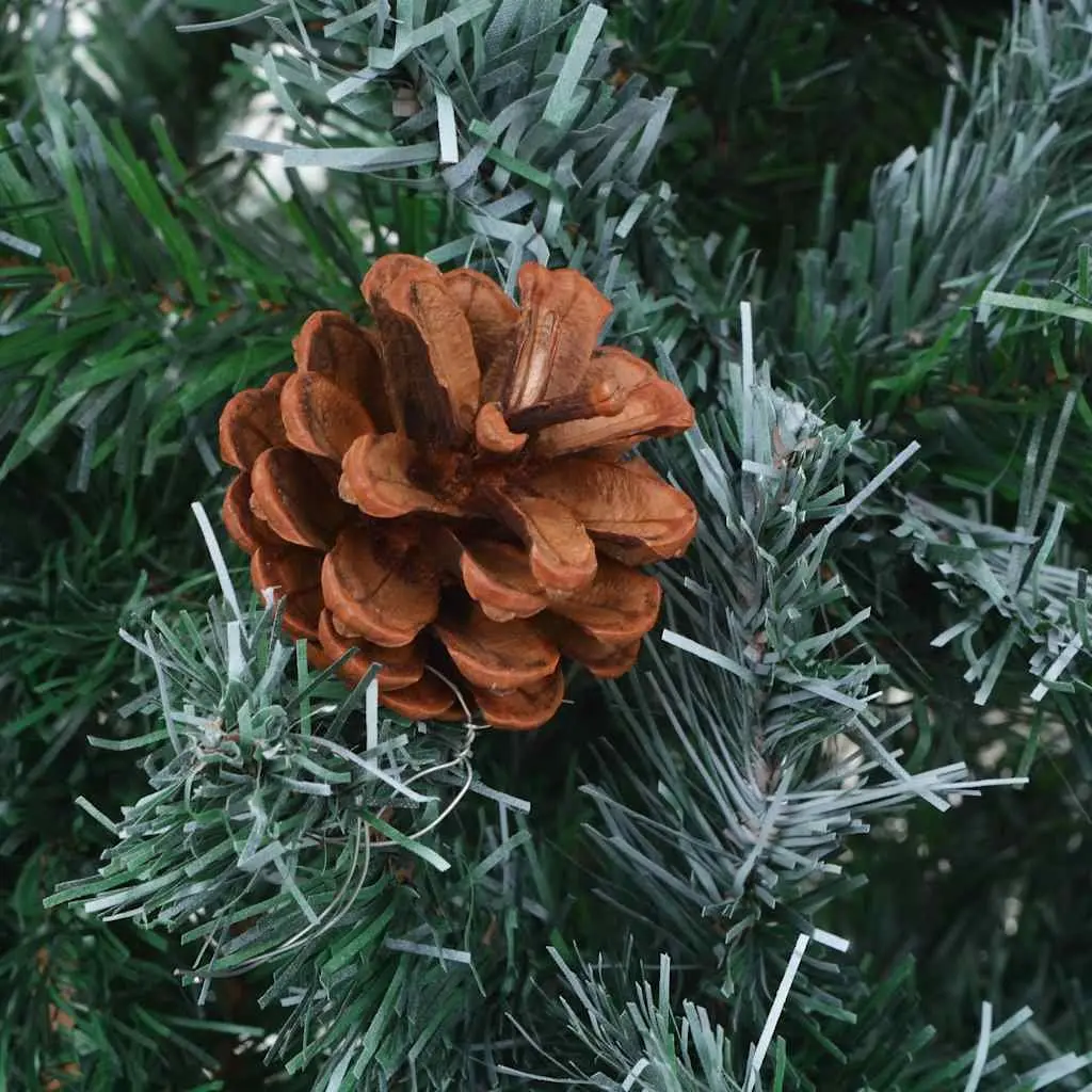 Artificial Christmas Tree 150cm Green Frosted Branches with Pinecones