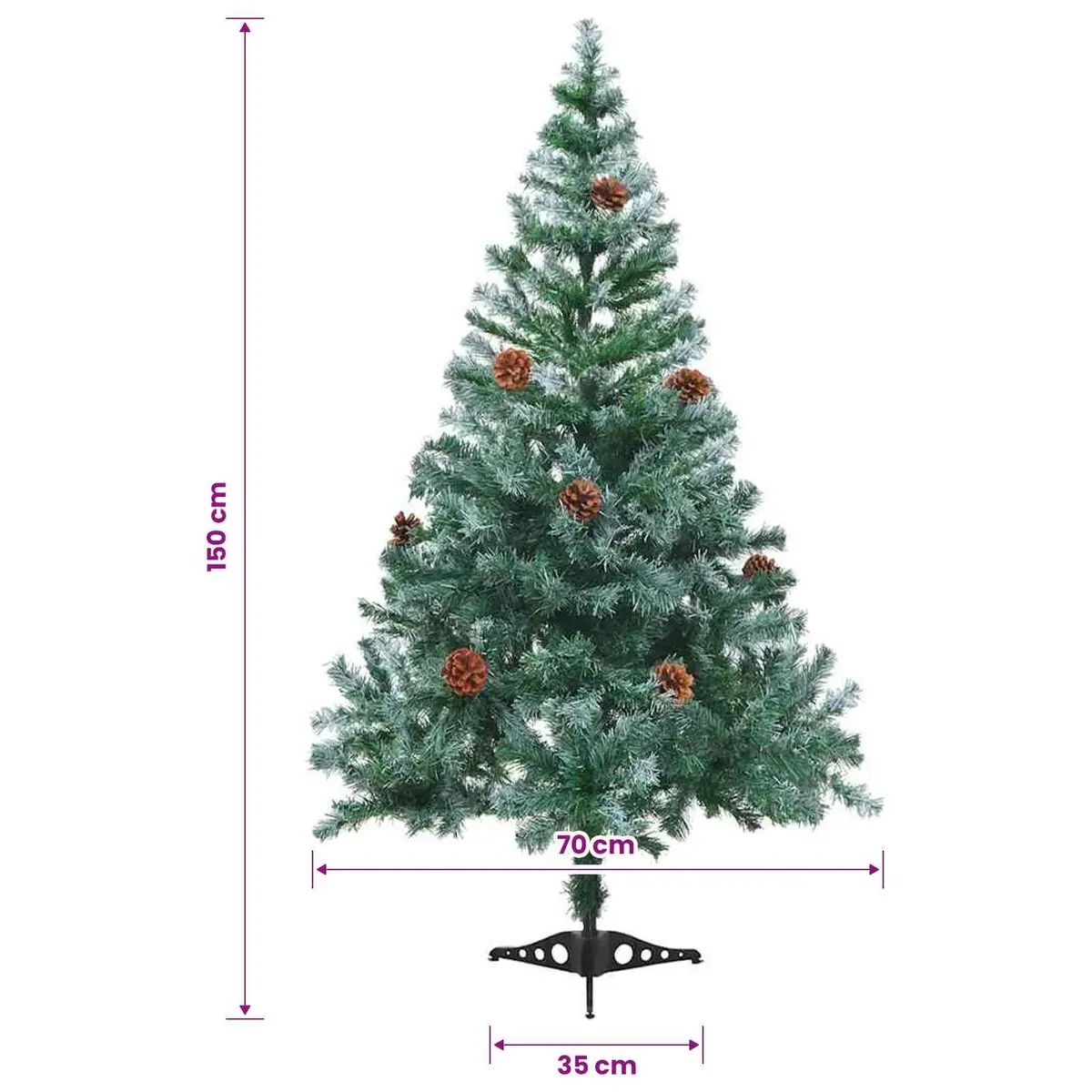 Artificial Christmas Tree 150cm Green Frosted Branches with Pinecones