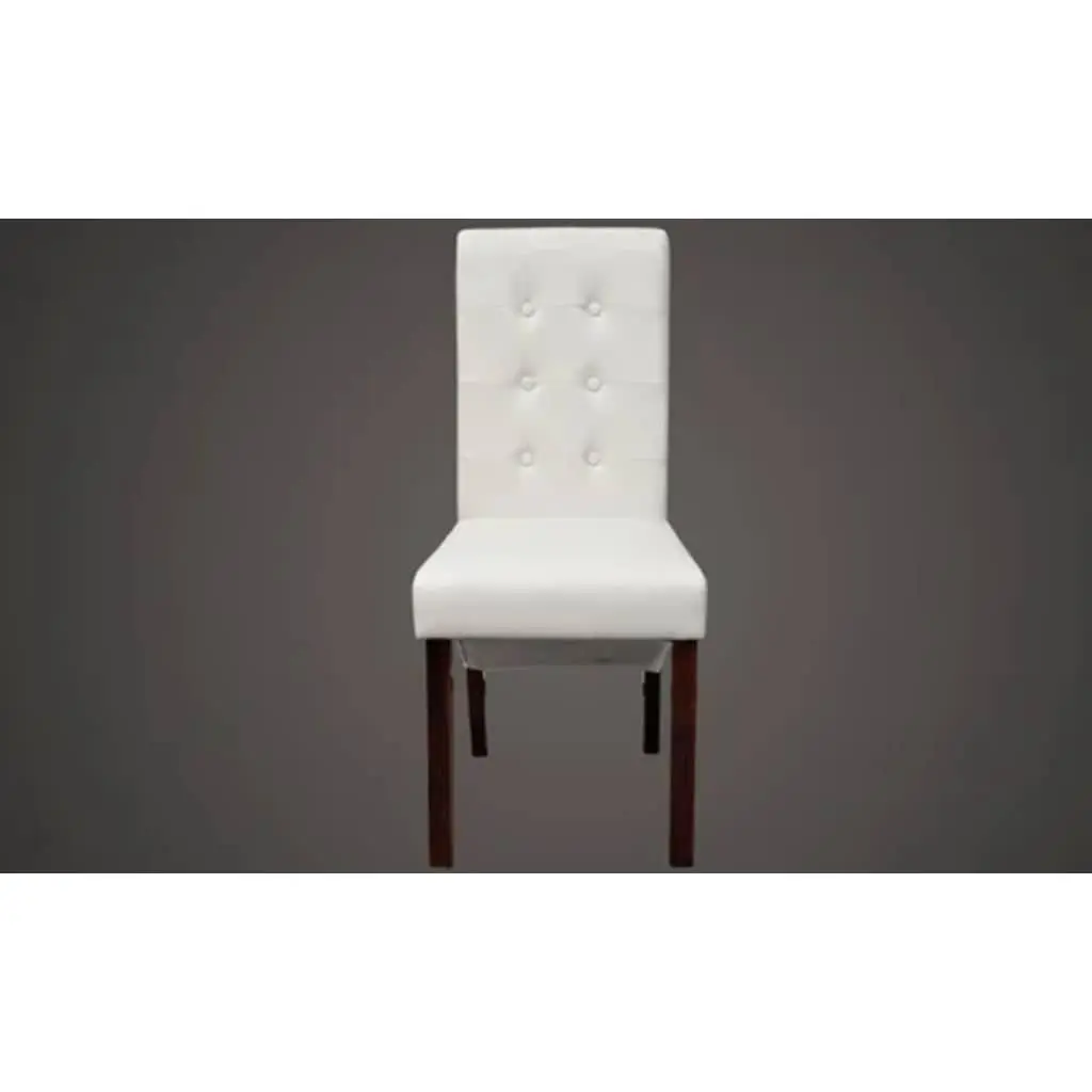 Dining Chairs Set of 2 White Padded Seat Kitchen Backrest Furniture