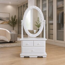 Vanity Dressing Table White Makeup Mirror Drawers Bedroom Storage Furniture Unit