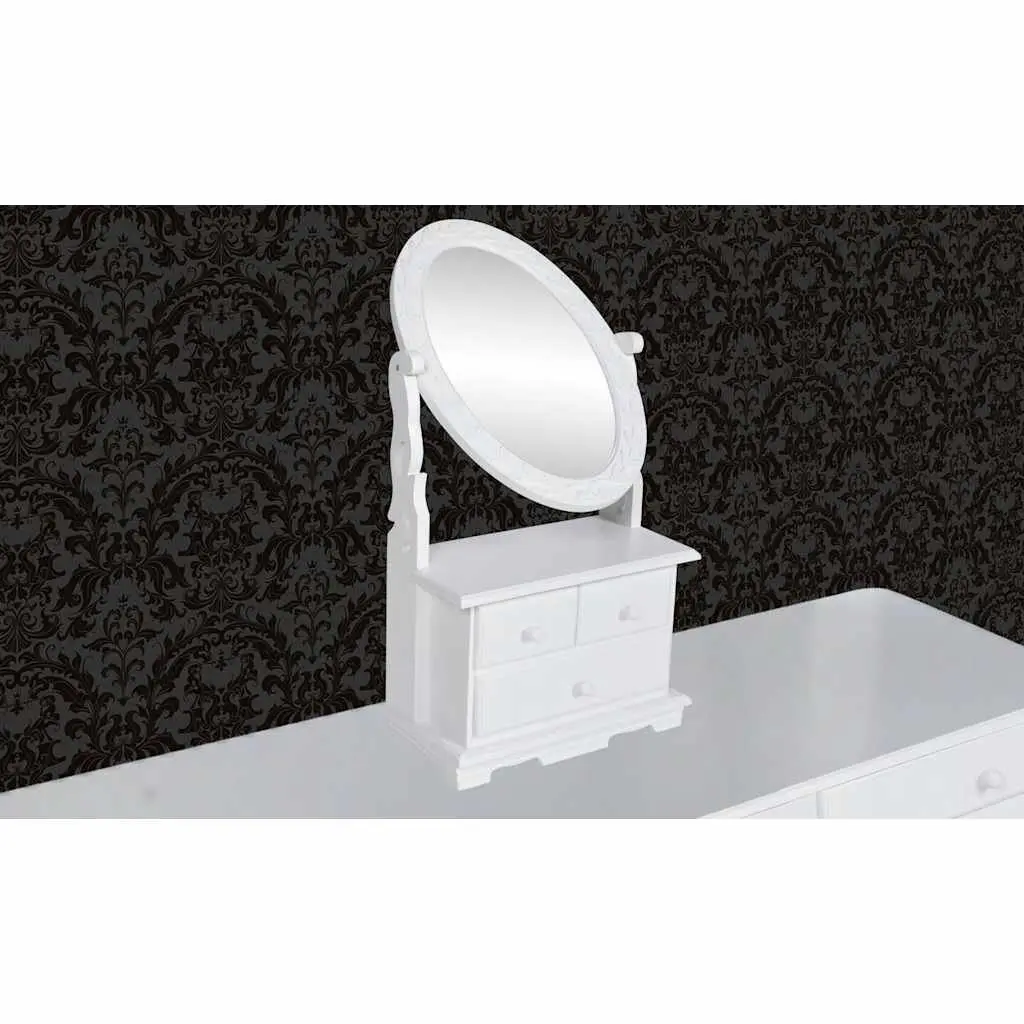 Dressing Table Vanity Makeup Table with Oval Mirror White MDF