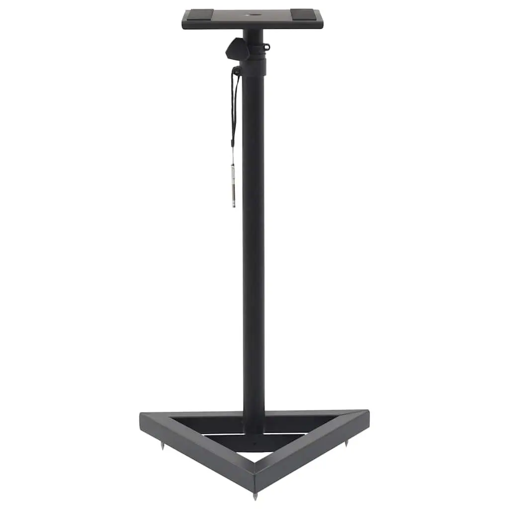 Speaker Stands Studio Monitor Adjustable Height Black Steel 2 Piece Triangular Base