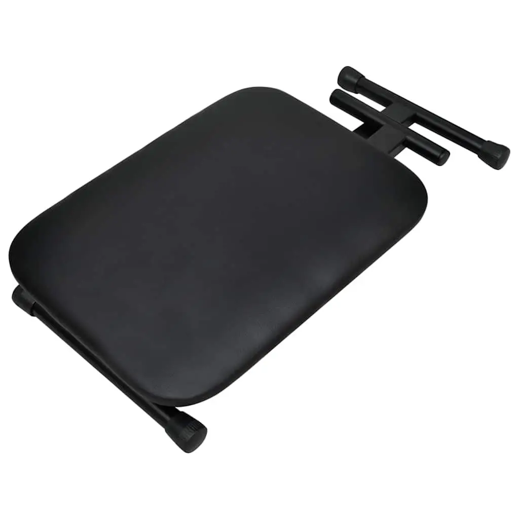 Foldable Keyboard Stand and Stool Set Adjustable Height Black Steel Frame