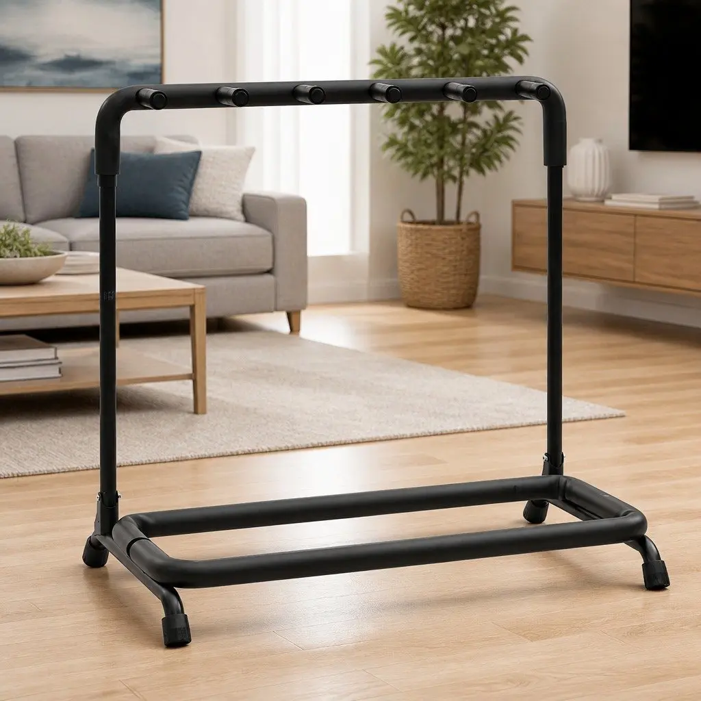 Guitar Stand Folding Steel Frame 5 Section Black
