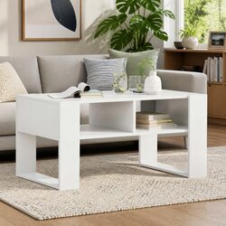 Coffee Table with Storage White 92 x 53 x 45 cm Engineered Wood Accent Living