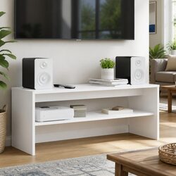 TV Cabinet White Modern Living Room Storage Unit Engineered Wood Furniture