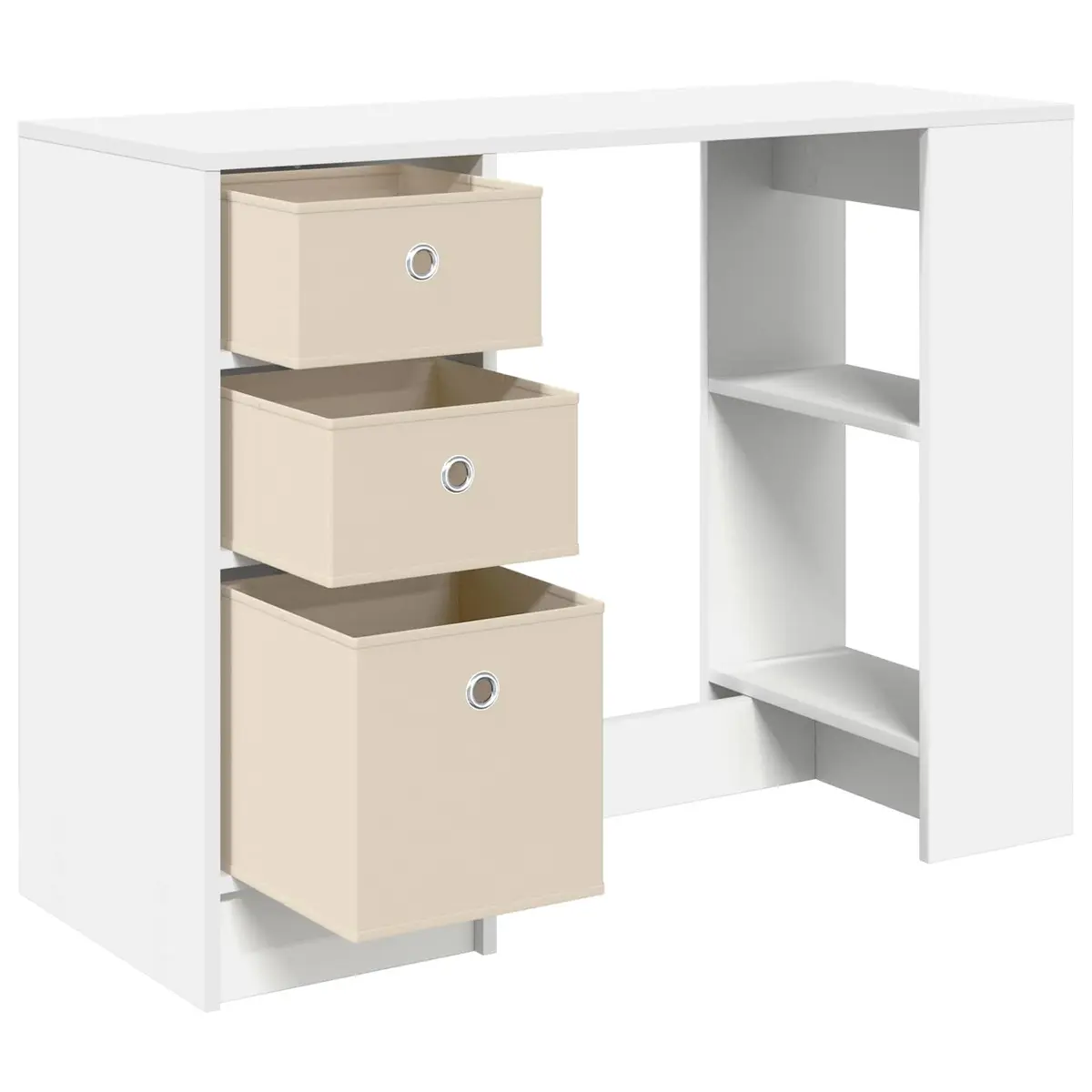 Writing Desk Rectangular Shape Engineered Wood White Home Office Furniture