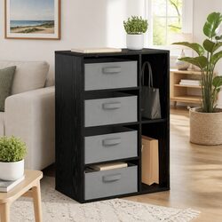 Modern Sideboard Storage Cabinet Black Oak Living Room Dining Furniture Shelving