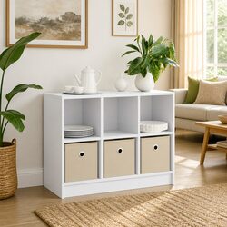 White Sideboard Storage Cabinet Modern Freestanding Engineered Wood Living Room