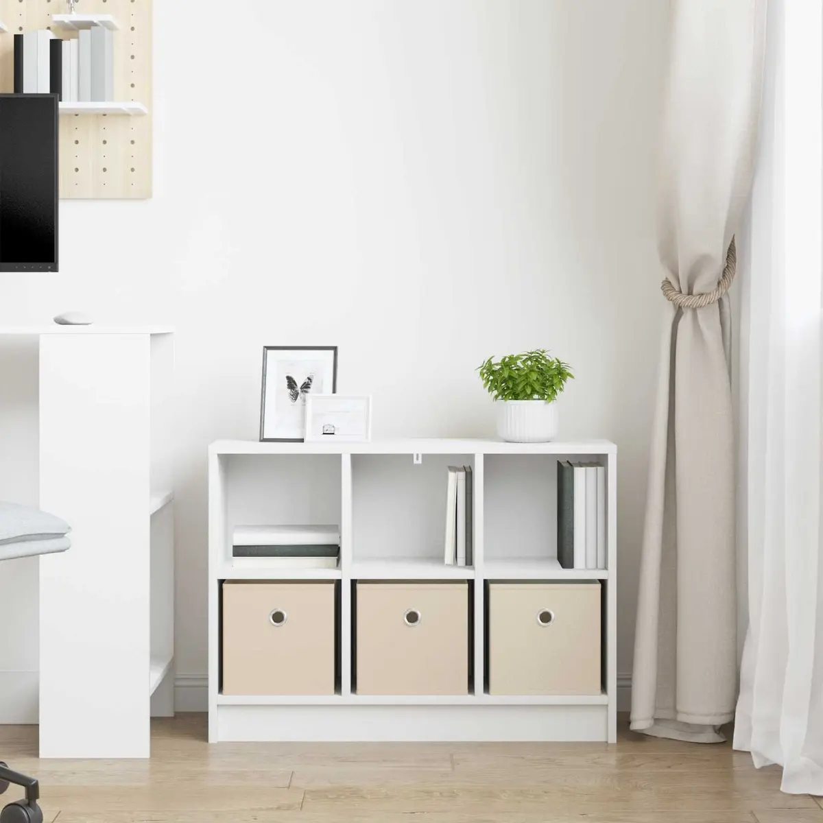 Sideboard Storage Cabinet Modern Freestanding Engineered Wood White 73.5 x 22.5 x 53.5 cm