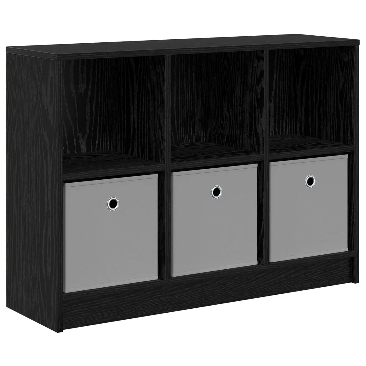 Sideboard Modern Storage Cabinet Engineered Wood Black 88.5 x 27.5 x 63.5 cm