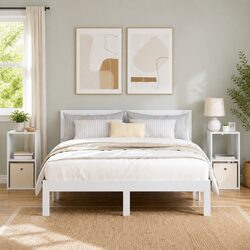 Bedside Table 2 pcs White 30.5 x 27 x 59.5 cm with Drawers Recessed Handles