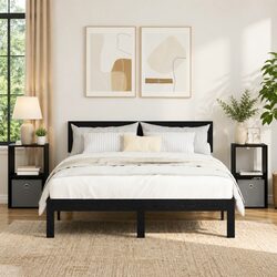 Bedside Table with Drawer Black Modern Storage Nightstand 30.5 x 27 x 59.5 cm