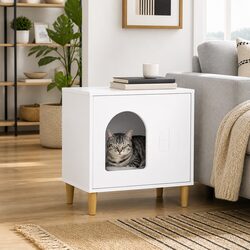 Modern Cat House White 51 x 30 x 52 cm Indoor Kitten Shelter Furniture Hideaway