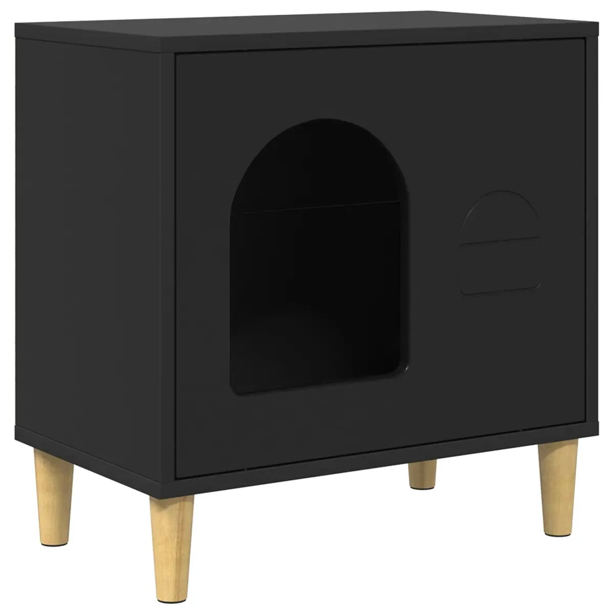 Cat House Black Modern Indoor Pet Furniture Engineered Wood 51 x 30 x 52 cm
