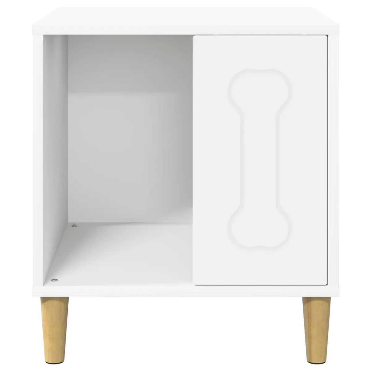 Dog House White Modern Indoor Pet Bed Wooden Rectangular Sleek Design 44x42x49cm