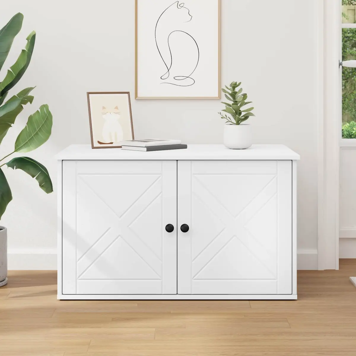Cat House Modern Indoor Hideout Engineered Wood 85x55x50.5cm White