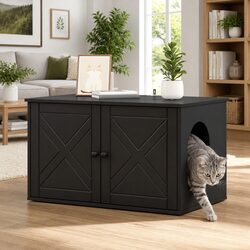 Cat House Modern Indoor Hideout Shelter Engineered Wood Black 85x55x50.5cm