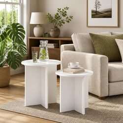 Side Table Set 2 Piece Engineered Wood Nesting Tables Living Room Bedroom Accent