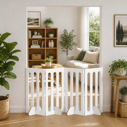 Folding Pet Fence 4 Panels White Indoor Dog Puppy Playpen Portable Enclosure
