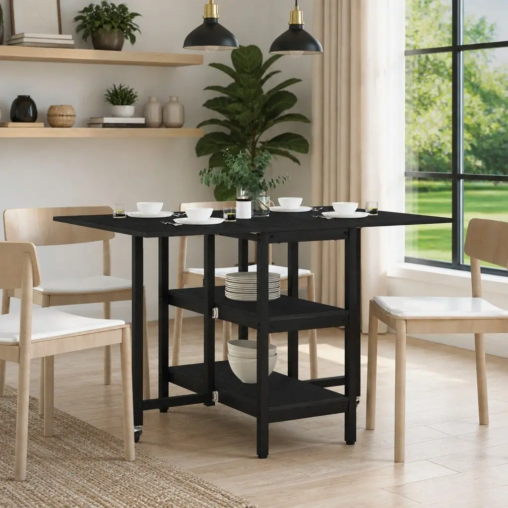 Dining Table Engineered Wood Water-Resistant 122x80x76.5cm Black Oak Rectangular