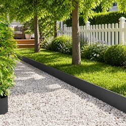 Garden Lawn Edging 20 pcs 103x25cm Steel Border Flexible Landscape Barrier Black