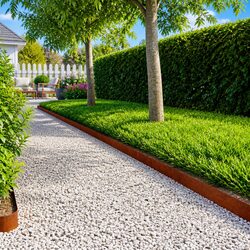 Garden Lawn Edging Border 10 pcs 103x10cm Steel Landscape Edging Rusty Brown
