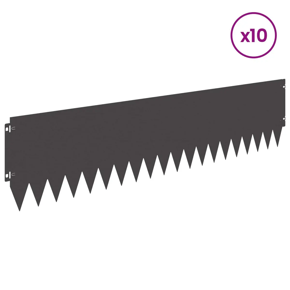 Garden Lawn Edging Steel Border Fence 103x25cm Black 10 Piece