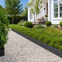Garden Lawn Edging 10 Pieces Steel Black Flexible Landscape Border 100x25cm
