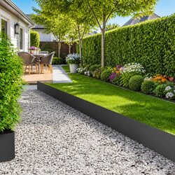 Garden Lawn Edging 10 pcs Steel Black Border Landscape Barrier Modern Design