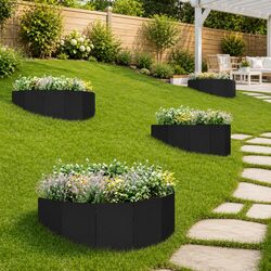 Garden Lawn Edging 4 Pieces 100 x 45 cm Steel Border Fencing Landscape Strip