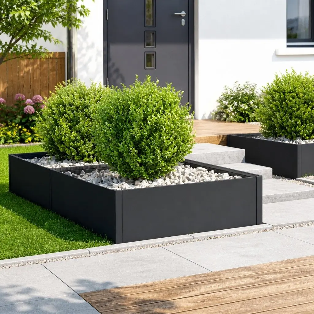 Garden Lawn Edging Steel Border Landscape Pathway Bed Edger 4 Piece Black