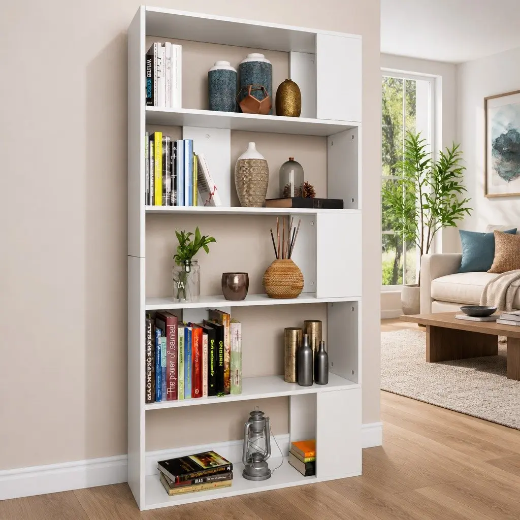 Bookcase Room Divider White 80x24x159 cm Freestanding Storage Unit