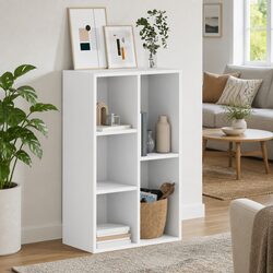 Book Cabinet Sideboard White Storage Shelf Unit Modern Engineered Wood Furniture