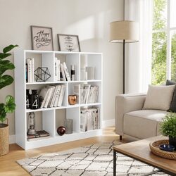 White Book Cabinet 8 Compartment Bookcase Standing Shelf Storage Organizer