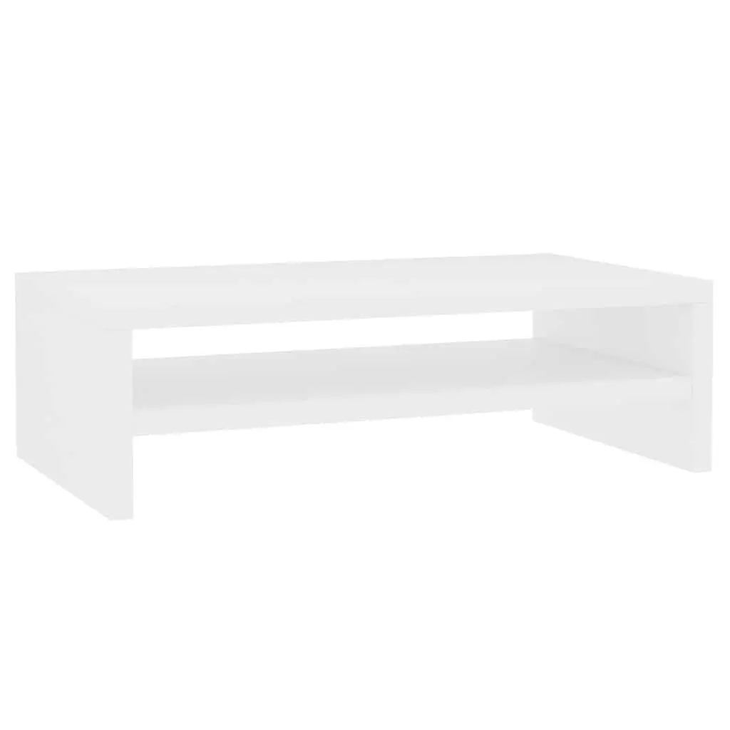 Monitor Stand Riser Engineered Wood White Desktop Storage Shelf