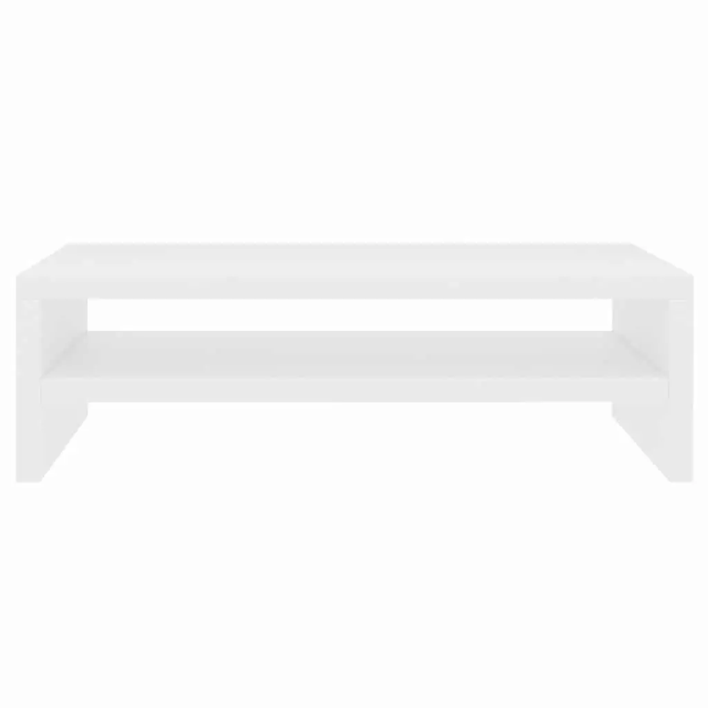 Monitor Stand Riser Engineered Wood White Desktop Storage Shelf