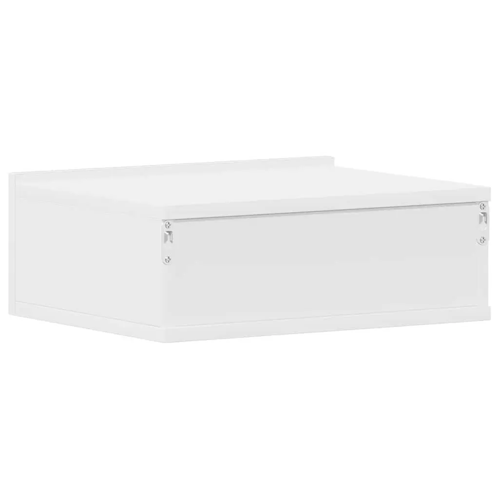 Floating Nightstand Wall-Mounted Storage Drawer Compact White