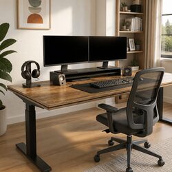 Monitor Stand Black Desk Riser Dual Screen Holder Engineered Wood 100x24x13cm