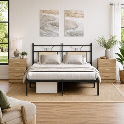 Bedside Tables 2 pcs Brown Engineered Wood Nightstand Storage Cabinet Drawers