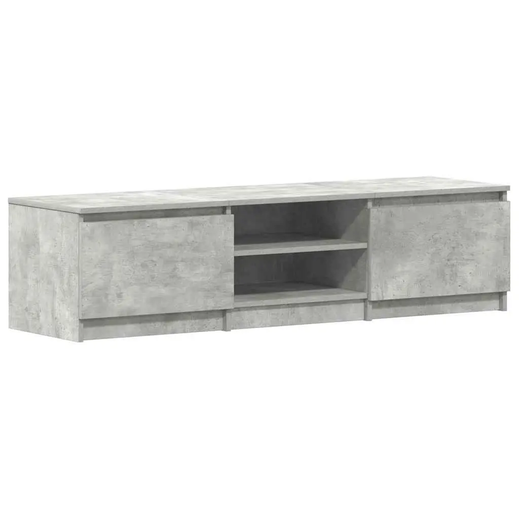 TV Cabinet Grey Engineered Wood 140x40x35.5 cm Storage Unit 2 Doors Open Compartments
