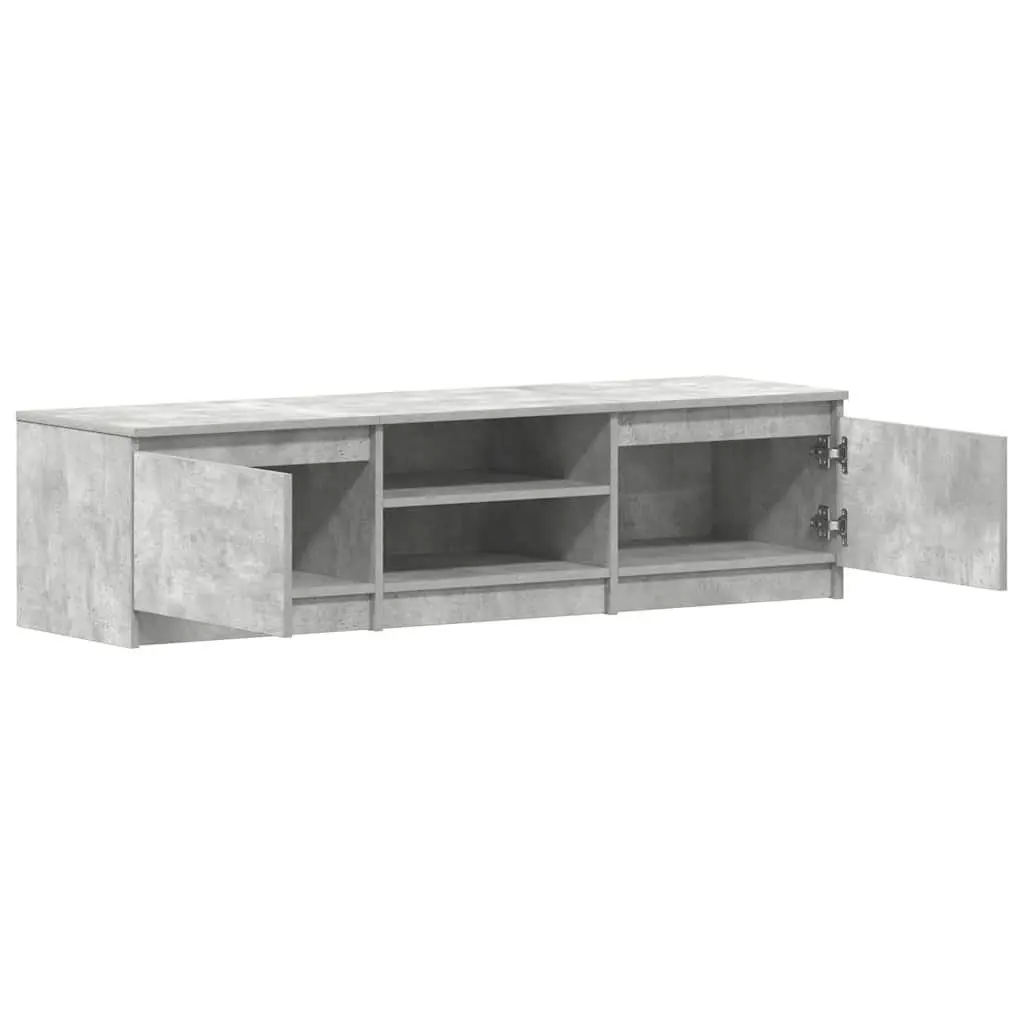 TV Cabinet Grey Engineered Wood 140x40x35.5 cm Storage Unit 2 Doors Open Compartments