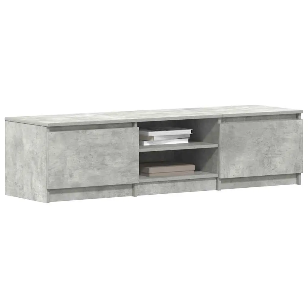 TV Cabinet Grey Engineered Wood 140x40x35.5 cm Storage Unit 2 Doors Open Compartments