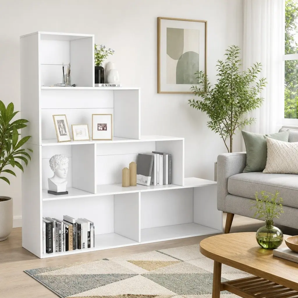 Book Cabinet Room Divider Open Shelf Storage Unit White 155x24x160 cm
