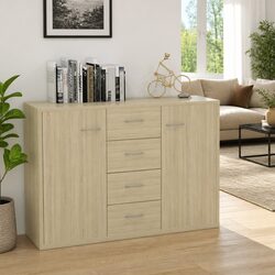 Sideboard Storage Cabinet Brown 88x30x65cm Engineered Wood Buffet Drawers Doors