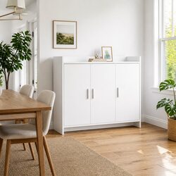 Sideboard White 98.5 x 33 x 80 cm Storage Cabinet Dining Room Hallway Furniture
