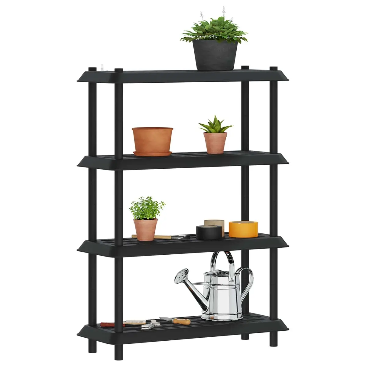 4-Tier Shelving Unit UV-Resistant 100 x 40 x 136.5 cm Anthracite Storage Rack Indoor Outdoor Display