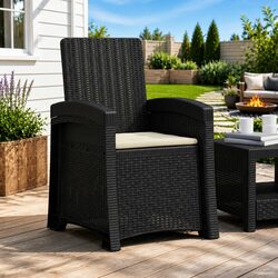 Reclining Outdoor Chair Anthracite Cream Garden Patio Seating Adjustable