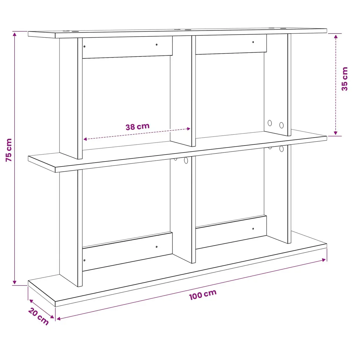 Wall Shelf Wall-Mounted Brown Modern Shelving Unit Storage Engineered Wood 100cm